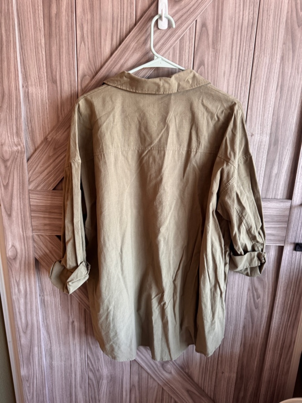 Women's Casual Button-Up Shirt in Olive Green - Picture 2 of 3